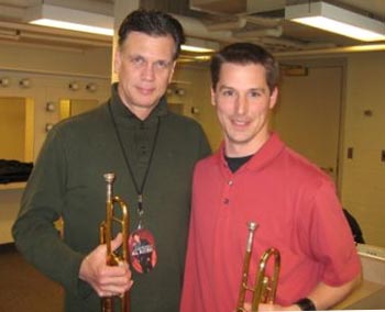 Roger in the Orpheum Theatre with a student